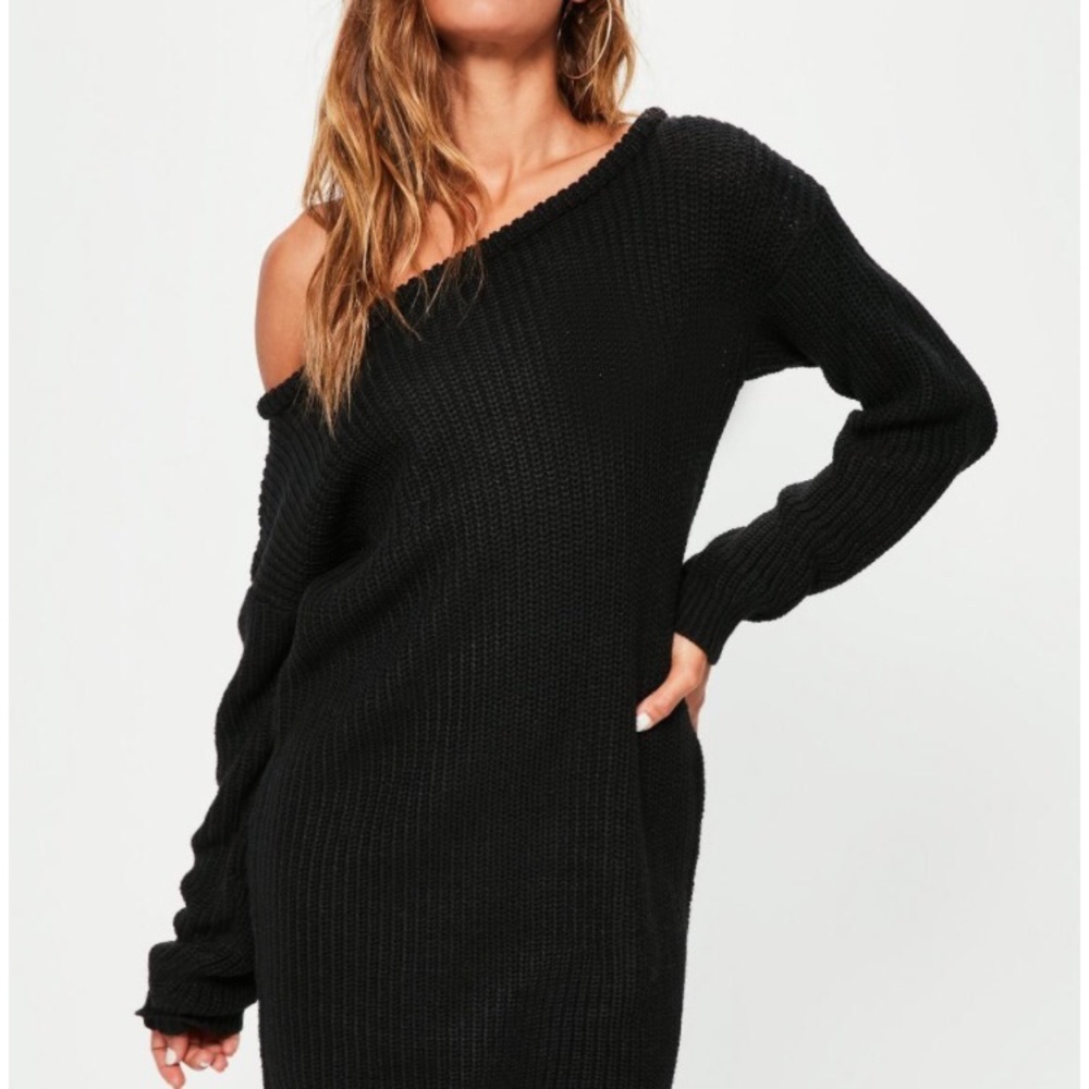 Black knitted sweater dress